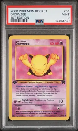2000 Pokemon Rocket Drowzee 1st Edition #54 PSA 9 MINT - Image 1
