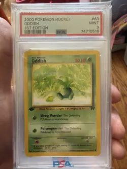 First Edition 2000 Pokemon Team Rocket 63/82 Oddish PSA Mint 9 - Image 1