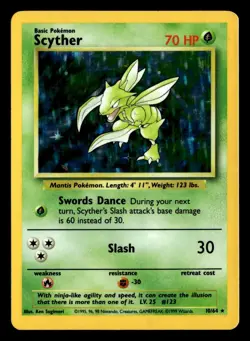 Scyther 10/64 Holo Rare NO Symbol Error Jungle Pokemon Card - Image 2