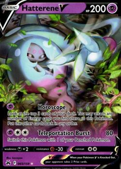 Pokemon Basic Hatterene V 065/159 Crown Zenith Rare Holo 2023 Trading Card - Image 1