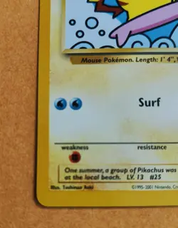 Pokemon 2001 Black Star Promo #28 Surfing Pikachu, Wizards WOTC TGC Vintage NM - Image 4