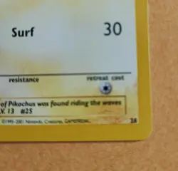 Pokemon 2001 Black Star Promo #28 Surfing Pikachu, Wizards WOTC TGC Vintage NM - Image 5