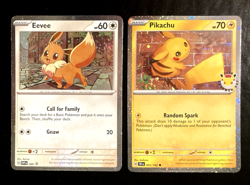 *BOTH w/ SWIRLS* Pikachu 051/162 Pokemon Day Eevee 200 Pokemon Cosmos Promo Lot - Image 1