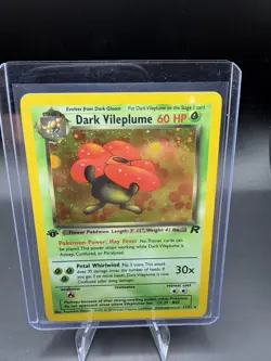 Pokemon 2000 Team Rocket Dark Vileplume 1st Edition #13/82 Holo NM Pokemon Swirl - Image 1