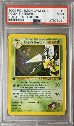 2000 Pokemon Koga's Beedrill Gym Challenge 1st Edition Holo Rare #9 PSA 9 Mint - Image 1