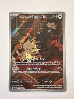 Pokemon TCG Team Rocket's Meowth 203/182 Sv10 IR Full Art Holo ENG 70HP - Image 1