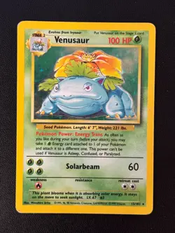 1999 Pokemon Base Set - Venusaur Holo WOTC - 15/102 Rare Vintage MP / HP - Image 1