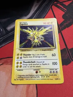 Pokemon TCG Zapdos Holo Rare Base Set 16/102 WOTC Vintage 1999 MP - Image 2