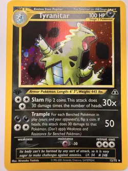 Tyranitar 12/75 Holo 1st Edition Neo Discovery 2001 Pokemon TCG English Vintage - Image 1