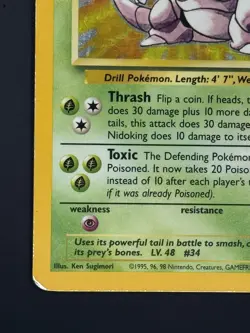 Nidoking 11/102 - Vintage Pokemon Base Set - Holo Unlimited - MP - Image 2