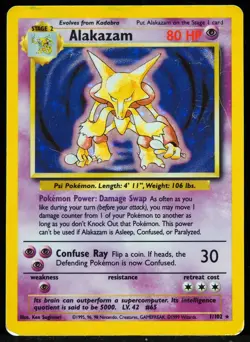 Alakazam #1/102 Base Set MP Pokemon Card - Image 1