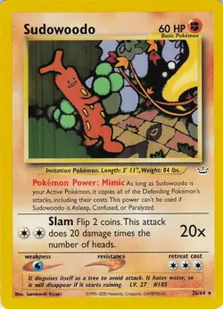 Sudowoodo 26/64 Rare Neo Revelation Pokemon Unlimited Moderately Played - Image 1
