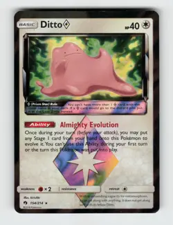 Ditto ◇ 154/214 Holo Prism Star Rare Lost Thunder Pokemon 2018 Lightly Played - Image 1
