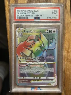 2022 Pokemon SWSH FA/ Lugia VStar Silver Tempest Secret Rare Mint PSA 9 202/195 - Image 1