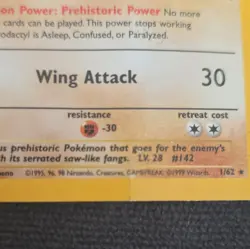 Wizards of the Coast Aerodactyl 1/62 Fossil holo Unlimited Rare EN 60HP 1999 - Image 3