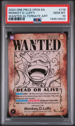 Monkey D. Luffy 119 Wanted Alternate Art One Piece PSA 10 - Image 1