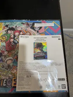 One Piece Card Official Playmat Limited Edition Vol 5 & Luffy Card Promo In Hand - Image 1