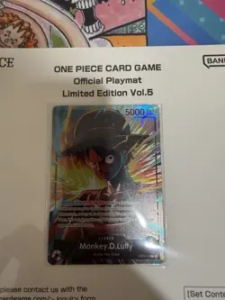 One Piece Card Official Playmat Limited Edition Vol 5 & Luffy Card Promo In Hand - Image 4