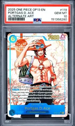One Piece En Portgas D Ace Alternate Art OP13-119 PSA 10 Gem Mint - Image 1