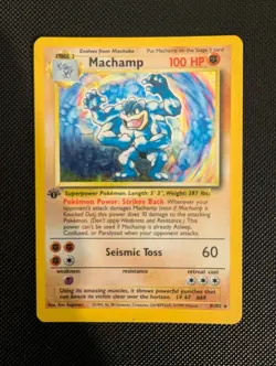 Pokemon TCG Machamp Holo 1st Edition Base Set 8/102 Rare Card - Image 1