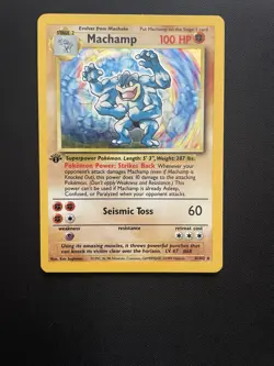 Pokemon TCG Machamp Holo Rare Card Base Set 8/102 1st Edition - Image 1