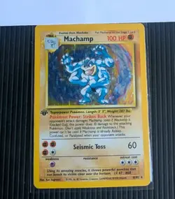 Pokemon TCG Machamp Holo Rare Trading Card Base Set 8/102, 1st Edition LP - Image 1