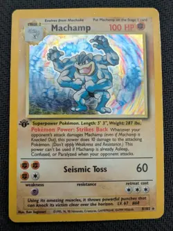 Pokemon TCG Machamp Holo Rare Card Base Set 8/102 1st Edition - Image 1
