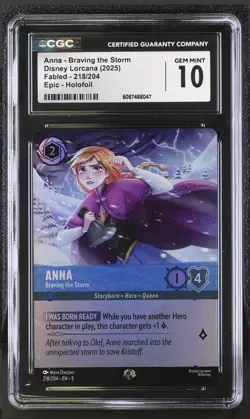 Disney Lorcana Fabled Epic Holo Foil Anna - Braving the Storm #218 *CGC 10* - Image 1