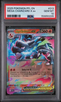 PSA 10 MEGA CHARIZARD X EX #013 DOUBLE RARE 2025 POKEMON PHANTASMAL FLAMES PFL - Image 1