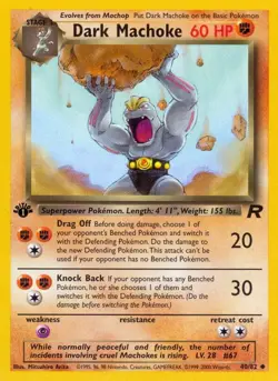 Dark Machoke 40/82 Uncommon Team Rocket Pokemon 1st Edition Near Mint - Image 1