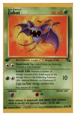 Zubat 57/62 Common Fossil Pokemon 1st Edition Near Mint - Image 1
