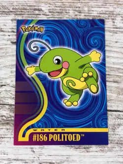 Politoed #186 Topps Pokemon TV Animation Johto League Champions 2001 Blue Logo - Image 1