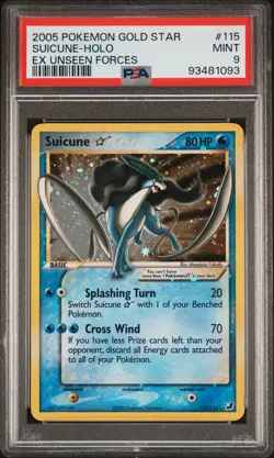 2005 POKEMON EX UNSEEN FORCES GOLD STAR #115 SUICUNE-HOLO PSA 9 - Image 1