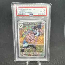 2025 POKEMON WHT EN-WHITE FLARE ILLUSTRATION RARE #120 SWOOBAT PSA 8 - Image 1