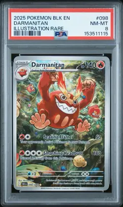 2025 Darmanitan 098/086 Illustration Rare #098 Pokemon Black Bolt - PSA 8 - Image 1