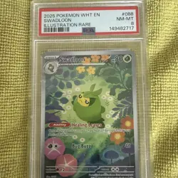2025 POKEMON WHT EN-WHITE FLARE ILLUSTRATION RARE #088 SWADLOON PSA 8 - Image 1