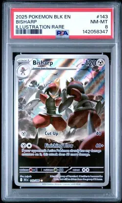 2025 POKEMON BLK EN-BLACK BOLT ILLUSTRATION RARE #143 BISHARP PSA 8 - Image 1
