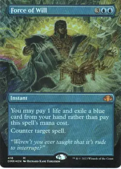 MTG: Dominaria Remastered: Foil Borderless Force of Will: LP Condition - Image 1