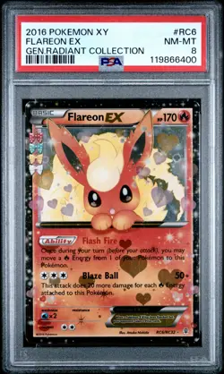 2016 POKEMON XY GENERATIONS RADIANT COLL #RC6 FLAREON EX PSA 8 - Image 1