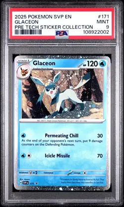 2025 Pokemon SVP EN Glaceon Pre Tech Sticker PSA 9 Mint - Image 1