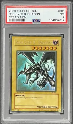 Konami 2003 Yu-Gi-Oh! Red-Eyes B. Dragon SDJ-001 1st Ed PSA 7 - Image 1