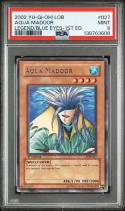 YU-GI-OH! yugioh Aqua Madoor LOB-027 Rare 1st Edition PSA9 - Image 3