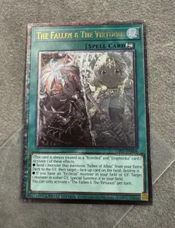 Yugioh The Fallen & The Virtuous Ultimate Rare UP01-EN006 NM Condition - Image 1