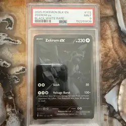 Pokemon Black Bolt Zekrom Ex 172/086 PSA 9 Graded Card Mint English - Image 1