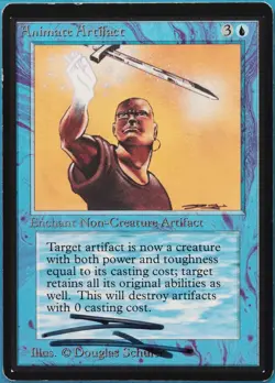 Animate Artifact Beta PLD Blue Uncommon SIGNED MAGIC CARD (ID# 521243) ABUGames - Image 1
