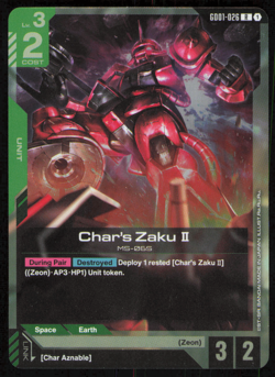 Char’s Zaku II (GD01-026) (NM) (R) - Gundam Card Game - Newtype Rising (ENG) - Image 1