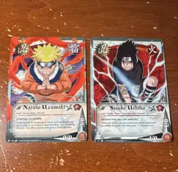 Naruto CCG Naruto Uzumaki & Sasuke Uchiha #136 #137 Revenge and Rebirth Cards - Image 1