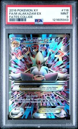 M Alakazam EX Full Art Holo Card 118/124 Fates Collide PSA 9 118 2016 English - Image 1