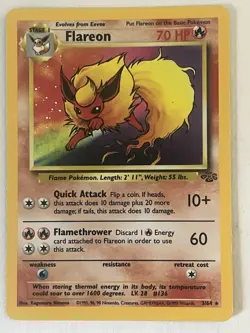Flareon 3/64 Jungle Set Rare Holo Vintage Pokemon TCG Card MP - Image 1