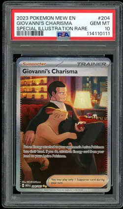 GIOVANNI'S CHARISMA 2023 POKEMON MEW #204 151 SPECIAL ILLUSTRATION RARE PSA 10 - Image 1